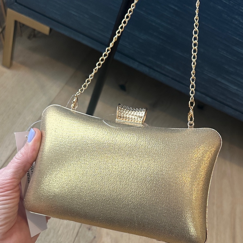 Alessi Gold & Silver Crystal Striped Evening Clutch - Picture 4 of 5